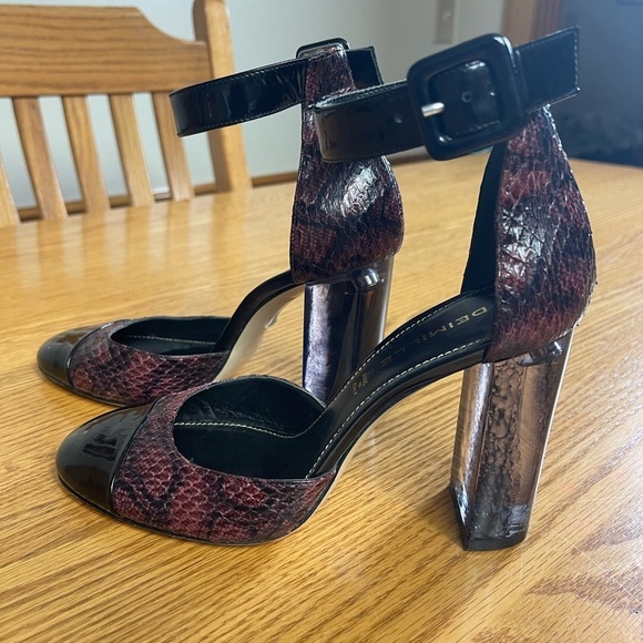 Anthropologie Deimille Noha Cap-Toe Reptile Print Leather Pumps Heels Size 36 - Picture 4 of 12